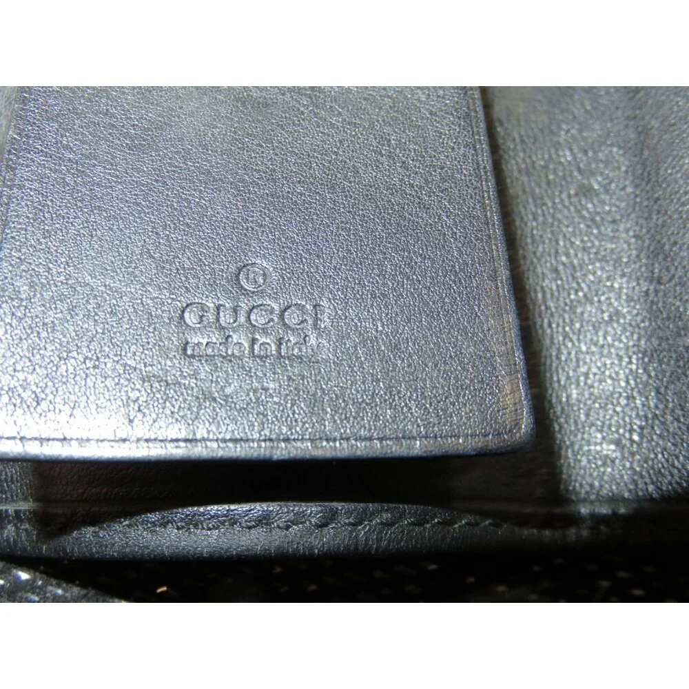 Gucci GG Guccissima Black Italian leather vintage monogram key holder wallet
